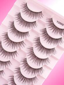 10pcs/Set Soft Natural Short False Eyelashes, Synthetic Mink Invisible Band Reusable Eyelashes, Fashionable Handmade Cartoon Design To Enlarge Eyes, Suitable For Daily, Work And Holiday