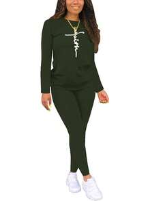 Nimsruc Two Piece Outfits Women Casual Jogging Suit Sweatsuits Sets - 65363 Dark Green - View 3
