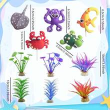 LaVenty 14 件豪华海底蛋糕装饰钓鱼蛋糕装饰海龟章鱼海洋蛋糕装饰海底派对用品