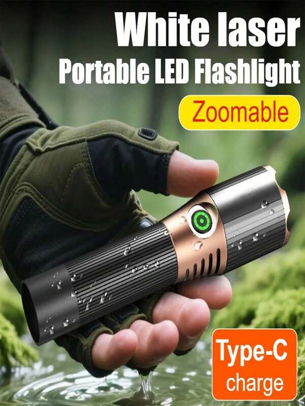 1/2/4 unidades Linterna tipo 18650-1500mAh recargable por USB-C, de última generación, ultrabrillante, con zoom, para uso en exteriores como pesca, camping. Nueva linterna recargable con zoom, ultrabrillante, portátil, para uso en exteriores, hogar, montañismo, iluminación de emergencia de largo alcance.