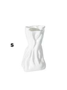 1pc Lightweight Ceramic-Look Plastic Vase - Asymmetric Design White Vase, Suitable For Home And Cafe Decor, Bedroom Modern White Vase, Easy-Clean Surface Ideal For Displaying Dried Flowers, Fresh Flowers Or Artistic Floral Arrangements, Desktop Decor, Boho Chic Home Decor, Home Office Decor, Holiday Decor Gift, Birthday Graduation