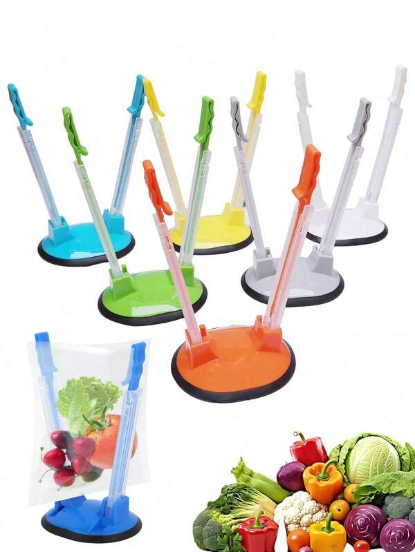 1/2pcs Hand-Free Bag Holder, Fresh-Keeping Bag Stand For Kitchen,Preservation Bag Holder,Plastic Bag Holder Stand,Baggy Rack Holder For Food Prep ,Food Prep Bag, Plastic Freezer Bag Holder, Meal Planning, Prep Bag Holders