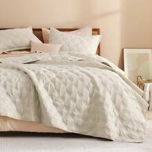 Size Quilt Bedding Set Teal - Full Lightweight Comforter Bedspreads & Coverlets Turquoise - Bedding Cover Bed Decor All Season - 3 Pieces (1 Quilt, 2 Pillowcases) - 米色 - 查看 1