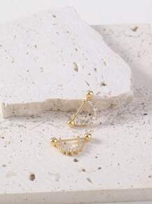 1 paire de boucles d'oreilles simples et en forme de U en zirconium cubique doré avec vis pour femmes