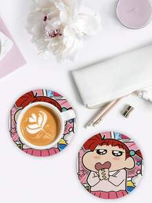 CRAYON SHINCHAN 蜡笔小新动漫周边圆形杯垫创意可爱隔热陶瓷水杯防滑垫