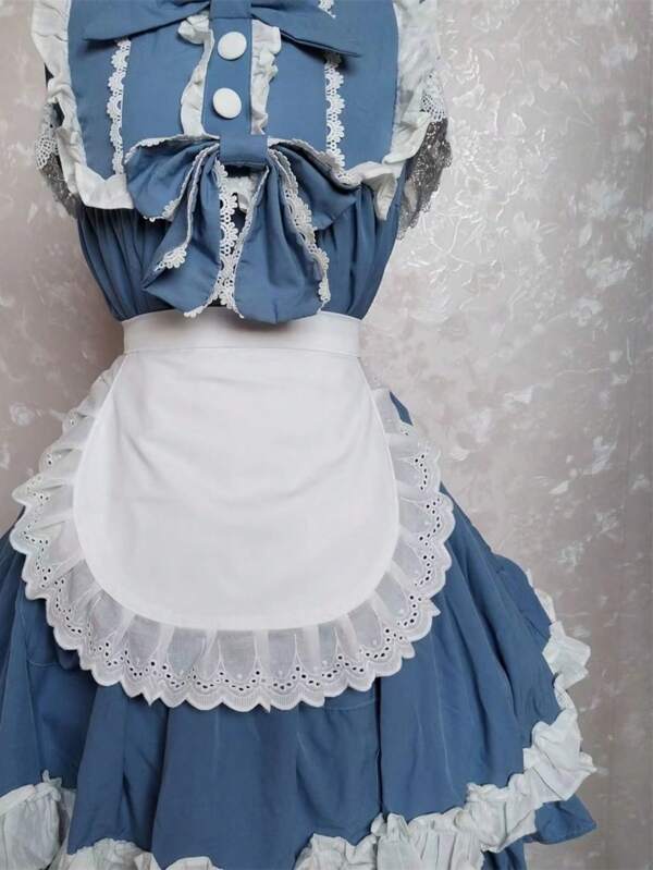 1 pièce Tablier de taille réglable, costume de fête, tablier de femme de chambre vintage à volants pour jeu de rôle