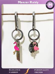 The Latest Stainless Steel Flamingo Keychain, Simple And Personalized Key Chain, Backpack Car Pendant, Festival Gift, Inspiring Gift Car Accessories Bag Charm Backpack For School - Multicolor - View 4