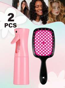 5pcs Detangling Hair Brush Set: Includes Wet & Dry Detangler Brushes, 200ml Spray Bottle, Eyebrow Brush, Comb, And Lightweight Hair Accessories Suitable For All Hair Types