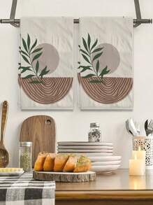 2pcs/Set Super Soft Towels, Boho Style Dish Cloths, Made Of Polyester, Handwash Only, Modern Farmhouse Decor, Neighbor Gifts, Cleaning Rags, Kitchen Decorative Towels