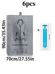 1件家用悬挂式真空压缩袋，衣物分类袋，大号真空袋，省空间悬挂式羽绒服收纳袋，搬家用品衣柜收纳袋，卧室收纳袋，可重复使用，居家收纳，干洗服装防尘罩，女士白色T恤，女士黑色裤子，女士冬装，女士优雅连衣裙，女士长袖白衬衫，极简主义，夏季上衣，加厚悬挂式真空压缩收纳袋，多孔悬挂式服装袋，带拉链包边，极简主义风格 - 彩色 - 查看 11