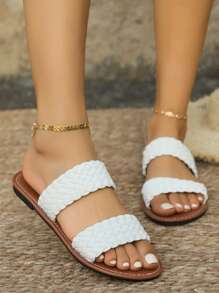 Sandalias planas de moda casual doradas para usar en la playa, en interiores y en exteriores, para fiestas