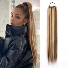 24 Inch Synthetic Long Straight Ponytail Hair Extensions Ponytail Wig Hairpiece For Women For Daily Wear