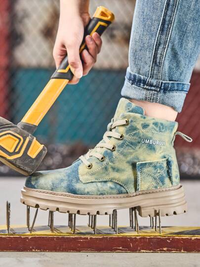 UMBURLLY 1 paire de chaussures de sécurité femme style utilitaire bicolore, résistant aux perforations et aux chocs, convient pour toutes les saisons