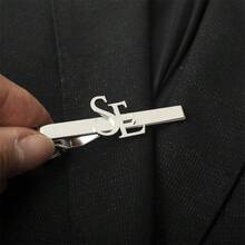 1pc Customized Stainless Steel Men Tie Clip, Personalized Groomsman Gift, Letter Combination Men Tie Clip, Wedding Tie Clip, Birthday Gift, Father's Day Gift, Easter Gift - Multicolor - View 4