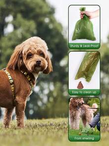 450 个/30 卷加厚狗屎袋，宠物粪便袋防漏宠物粪便，超厚狗屎袋 - 防漏无碎屑宠物粪便袋，适合户外探险 - 方便便携，非常适合狗主人、露营、徒步旅行、宠物用品 - 綠色 - 查看 3