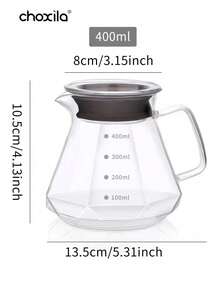 choxila 1pc 600ml Size 02 Pour Over Coffee Set - Glass Carafe & Dripper With Wood Stand, Complete Brewing Kit For Home/Office/Gifting - Transparent - View 15