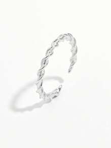 1 pieza Anillo abierto ajustable de plata de ley 925 con diseño clásico y elegante de trenza retorcida, regalo de joyería para accesorios y fiestas de mujeres
