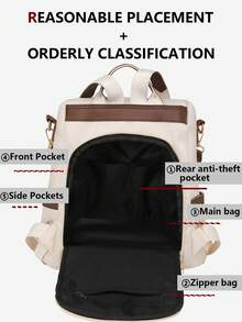 Women's Anti-Theft Tassel Nylon Backpack, Multifunctional Fashion Daily Bag, Multi-Pocket Lightweight Travel Bag, Large Capacity Minimalist Bookbag, Convenient Backpack Suitable For Students, Nurses, Teachers, Business Professionals, Travel, Commuting, Shopping, Office, Dating, Hiking, Training, Work, Birthday Gift, Holiday Gift - Multicolor - View 4
