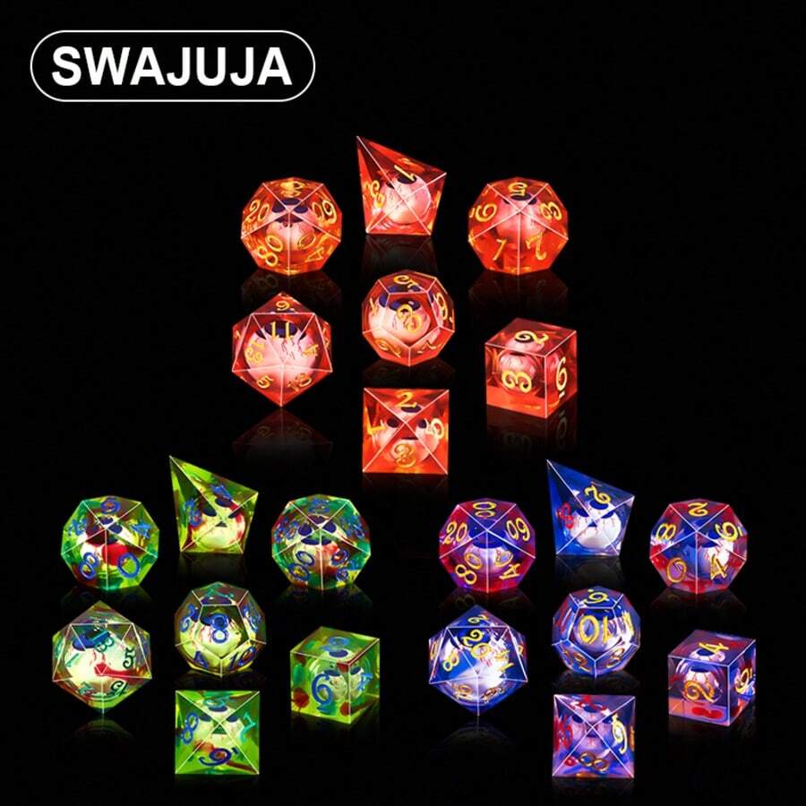 SWAJUJA 7 Pcs Dragon Eye Resin Dice Set Role Playing Dice Set Apply To Game Gifts - Multicolor - View 1