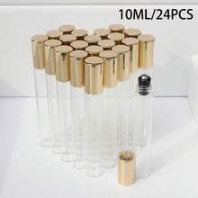 5ml/10ml/8pcs/21pcs/40pcs Mini Perfume Essential Oil Roll-On Bottles, Transparent Bottle With Gold Cap, Refillable, Portable Travel Size, Suitable As Gift For Friends And Family