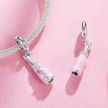 WOSTU 1 pieza Colgante lindo de lazo de plata de ley 925, colgante de tacones altos de cerezo rosa, colgante adorable para mujer, apto para collar, pulsera, joyería de moda, regalo