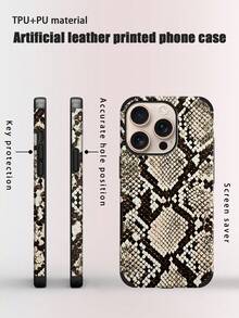 غطاء هاتف بنمط جلد الثعبان، تصميم عنصر حيواني فاخر وبسيط، نقش بارز بنمط جلد الثعبان، مقاوم للصدمات، يعزز الصوت، بنهاية جلدية ناعمة، متوافق مع 17 Pro Max/16 Pro Max/12 Pro/13/14 Plus/15 Pro Max/16 Pro Max، 11/13 Pro، Galaxy S24 Ultra، هدية رائعة - أصفر فاتح - مشاهدة 2