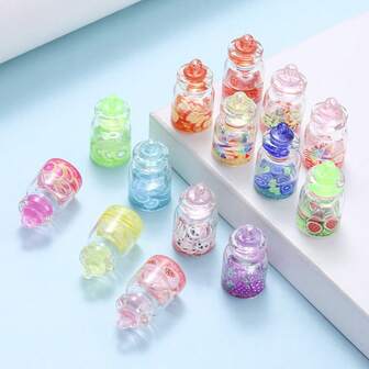 10/20pcs Transparent Simulated Glow-In-The-Dark Glass Fruit Drift Bottles With Hole, Suitable For DIY Jewelry Accessories, Earrings, Necklaces, Keychains, Hanging Decorations