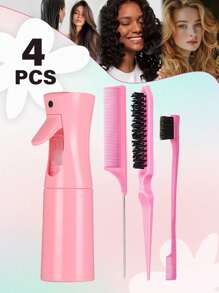 5pcs Detangling Hair Brush Set: Includes Wet & Dry Detangler Brushes, 200ml Spray Bottle, Eyebrow Brush, Comb, And Lightweight Hair Accessories Suitable For All Hair Types