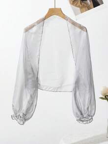 1件女士印花休闲长袖披肩，可搭配连衣裙