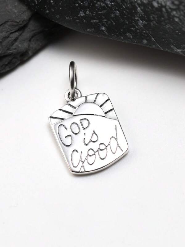 1 pieza Colgante Dije Sencillo y Único de Plata de Ley 925 "Dios es Bueno" Joyería Delicada Regalo para Mujeres o Hombres
