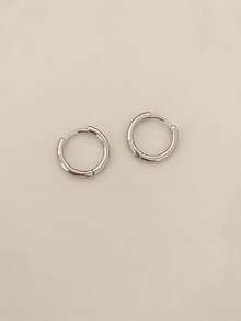 10 Pieces Of Simple, Fashionable, And Personalized Stainless Steel Circle Earrings And Ear Buckles, Versatile Ear Ring Earrings And DIY Jewelry Accessories, Festival Gifts, Suitable For Men And Women's Daily Wear - Hoop Earrings - View 7