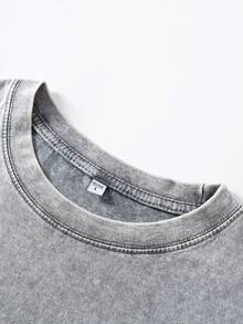 Vintage Washed Old Row Toucan "Vitamin G" Tee - 230g Cotton, Loose Crew Neck, Humorous Bird Design - 灰色 - 查看 3