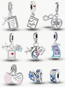 1 件时尚 925 纯银圣经十字架吊坠珠子吊坠球适合手链 DIY 女士珠宝 - 銀色 - 查看 2