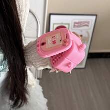 Adorable Phone Shape Earphone Case, Pink 520 Headphone Pouch, Earphone Box For Girlfriend, Silicone Shock-Proof Cover For AirPods 1/2/3/4/Pro With Mini Mirror, Gift