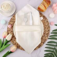 New-2025  12 Piec Satin Napkin Square 20 X 20 Inch Dinner Napkins Weddings Party Napkin Soft Table Napkins For Romantic Weddings Party Dinner Dration (Ivory) - 象牙色 20 x 20 英寸 - 查看 5