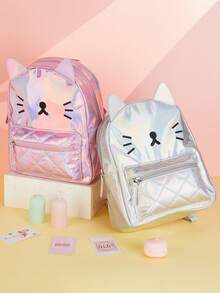 1 pieza Mochila para niñas con cierre de cremallera, diseño de dibujos animados con láser, mochila infantil adecuada como regalo de cumpleaños para niñas pequeñas - Mochila láser - Ver 2