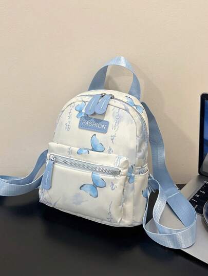 حقيبة ظهر نسائية صغيرة بطراز أنيق، طباعة حبر، كاجوال، جديدة، حقيبة كتف متعددة الاستخدامات من الجلد الأكسفورد شنطه جامعه شنط جامعات شنطة ظهر للسفر حقيبه جامعه