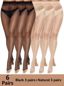 1/3/6条装女士踩脚裤，透明T字裆紧身裤，适合体重60公斤以下的女性
