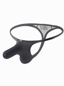 3-Pack Men's Big Pouch G-String Sexy Breathable Y-Back Thong Underwear Low Rise Sexy Thong Underwear Bulge Pouch Lingerie - 2灰色+1紅色 - 查看 4