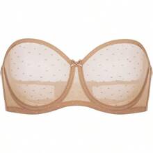 DOBREVA Women's Mesh Strapless Bra Sheer Unlined See Through Underwire Bras Plus Size - Natural - View 1
