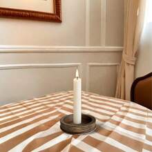 Portavelas de pilar de estilo rústico con efecto de madera y hierro- Con decoración de grano de madera falsa en un estilo país- Decoración del hogar, centro de mesa para bodas, regalo de inauguración de la casa, Día del Padre, Día de la Madre, regalo de Navidad