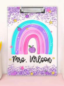 1pc Personalized Teacher Appreciation Gifts, Custom Rainbow Clipboard, Teacher Name Clipboard, Back To School, End Of Year School Gift,Monogram Teacher Clipboards,Cute Classroom Accessory