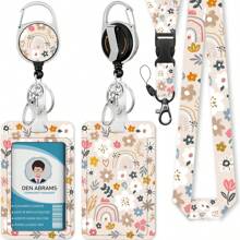 Ausweishalter mit Abreißband, feines Lanyards für Ausweishalter mit einziehbarer Ausweisrolle und Schlüsselanhänger, süße Namensschild Clips als Geschenke für Krankenschwestern, Lehrer, Büro, Schule, Schulanfang