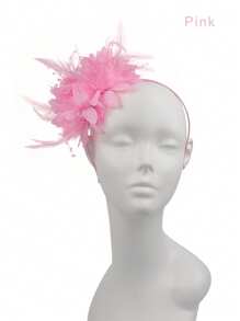 1 Stück Blumen-Haarband Fascinator Hut Tea Party Kopfbedeckung mit Federn Derby Hochzeit Fascinator auf Haarband für Mädchen und Frauen