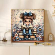 1pc 5D Diamond Painting Kit, [30*30cm/11.8*11.8in] [40*40cm/15.7*15.7in] Reading Girl Pattern, Suitable For Adult Beginners, DIY Mosaic Diamond Art, Full Drill Handmade Diamond Painting, Home Decor Wall Hanging For Living Room, Bedroom, Office, A Surprise Art Gift For Family And Friends