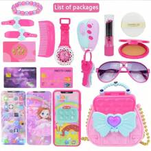 1 Set de juguetes de maquillaje de juego de roles para niños, regalo de cosméticos de princesa con accesorios para niñas