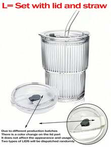 1套咖啡杯套装-（带盖吸管款和裸杯款）简约透明咖啡杯，家用冷饮杯，牛奶杯，果汁杯，汽水杯，冰淇淋杯-厨房小工具，咖啡厅，餐厅，夏季旅行咖啡杯套装 - 彩色 - 查看 11