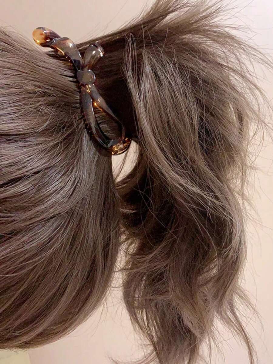 1个极简蝴蝶结发夹，优雅竖款高马尾发爪夹，波浪发夹，丸子头固定器，春夏新品，送朋友的礼物，适合女性打造高马尾造型，发爪夹，发夹，发卡，发爪，蝴蝶结，可爱，发饰，头部饰品 - 彩色 - 查看 1