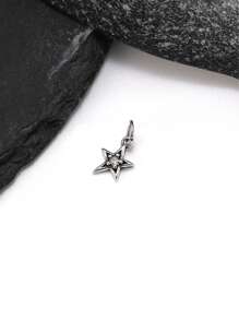 1 pieza Simple y único colgante de plata esterlina 925 con estrella brillante y piedra natal. Regalo de joyería delicada para mujeres u hombres