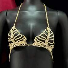 Cadena de cintura/vientre multicapa con rhinestones, cadena de muslo y pierna sexy para mujer, joyería tipo arnés para bikini y playa